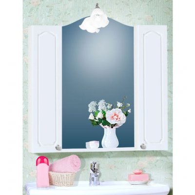 Зеркало для ванной с двумя шкафчиками Бриклаер Лючия 85
